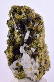 5.1cms EPIDOTE QUARTZ CRYSTALS PERU CLUSTER COLLECTOR GREEN COLOR MINERAL CB143