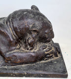 LION SCULPTURE BRONZE BY SCULPTOR ARTEMIO OCAÑA 34 cms. PERU