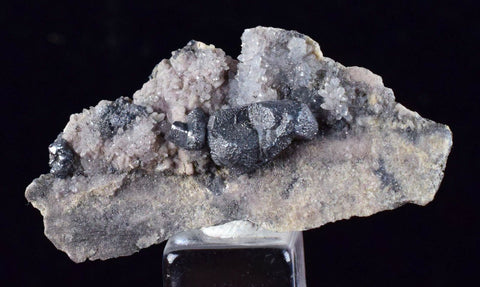 3.9cms ACANTHITE QUARTZ CRYSTALS MINERAL SPECIMEN PERU COLLECTOR HB3