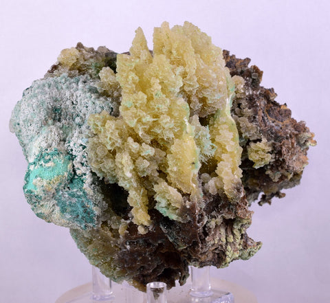 13cm STALACTITE SELENITE CALCITE DRUZY CHRYSOCOLLA MALACHITE LILY MINE PERU DB97