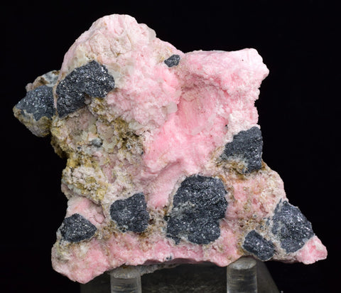8.3cms RHODOCHROSITE QUARTZ CALCITE CRYSTALS JORDANITE (?) GALENA PERU RB511