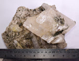 20cms CALCITE WITH QUARTZ EPIDOTE CRYSTALS PERU SHINY MINERAL SPECIMEN GB41