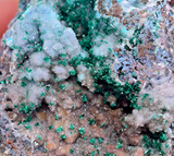 9cm GEM BROCHANTITE CHRYSOCOLLA MALACHITE DRUZY QUARTZ DIOPTASE ? CHILE ZB27