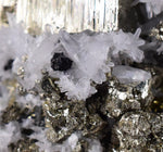 4.7cms PYRITE CUBIC QUARTZ CALCITE PERU SHINY CRYSTALS MINERAL COLLECTOR MB11