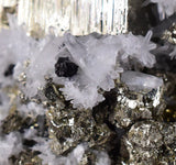 4.7cms PYRITE CUBIC QUARTZ CALCITE PERU SHINY CRYSTALS MINERAL COLLECTOR MB11
