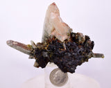 9.3cms QUARTZ EPIDOTE TOURMALINE CRYSTAL MINERAL SPECIMEN QB102