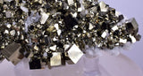 7.1cms PYRITE CUBIC QUARTZ CALCITE PERU SHINY CRYSTALS MINERAL COLLECTOR MB124