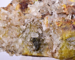 8.2cms  GEM GARNET  BANDED QUARTZ EPIDOTE CRYSTALS PERU SHINY SHARP RARE GB65