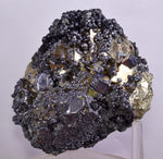 10cms PYRITE CUBIC GALENA BOURNONITE PERU CRYSTALS MINERAL SPECIMEN MB135