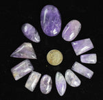 LOT 12 AMETHYST CABOCHONS QUARTZ  BOLIVIA JEWELRY PENDANT BB327