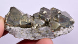 7.6cms PYRITE OCTAHEDRAL PERU SHINY CRYSTALS MINERAL SPECIMEN COLLECTOR MB88