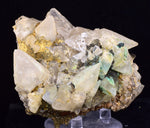 8.5cms CALCITE TOOTH DOG WITH QUARTZ CRYSTALS PERU SHINY MINERAL SPECIMEN GB45