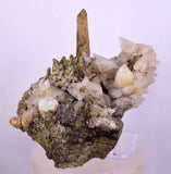 11cms CALCITE TOOTH DOG WITH QUARTZ CRYSTALS PERU SHINY MINERAL SPECIMEN QB103