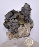 8.2cms GALENA QUARTZ PYRITE CRYSTAL CUBIC PERU MINERAL SPECIMEN  GB16