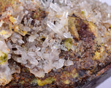 8.2cms  GEM GARNET  BANDED QUARTZ EPIDOTE CRYSTALS PERU SHINY SHARP RARE GB65
