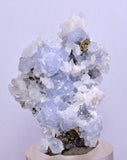 3.8cm  BLUE DOLOMITE SELLAITE CRYSTALS CHALCOPYRITE QUARTZ CALCITE PERU GB34