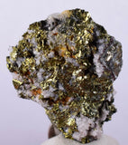 4.1cms APATITE SIDERITE QUARTZ CRYSTALS CHALCOPYRITE BORNITE PYRITE PERU AB06