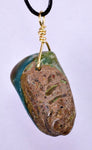 GEM BLUE OPAL SCENIC PERU TUMBLED PENDANT BLACK NECKLACE SEASCAPE JEWELRY JB16
