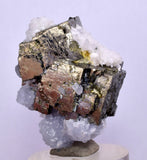 3.3cm  BLUE DOLOMITE SELLAITE CRYSTALS CHALCOPYRITE QUARTZ CALCITE PERU GB32