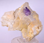 11.7cm TWIN AMETHYST ON JAPAN LAW TWIN QUARTZ MINERAL SPECIMEN PERU UNIQUE AB243