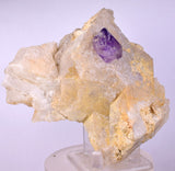 11.7cm TWIN AMETHYST ON JAPAN LAW TWIN QUARTZ MINERAL SPECIMEN PERU UNIQUE AB243