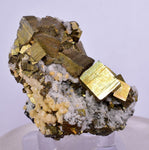 5.1cms PYRITE CHALCOPYRITE CUBIC QUARTZ  PERU SHINY CRYSTALS MINERAL MB109