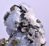 6.1cm  BLUE DOLOMITE SELLAITE CRYSTALS CHALCOPYRITE QUARTZ CALCITE PERU GB30