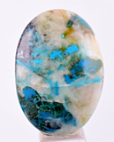 36.5cts  GEM SILICA CHRYSOCOLLA SCENIC LILY MINE PERU CABOCHON PENDANT BB318