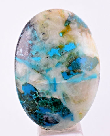 36.5cts  GEM SILICA CHRYSOCOLLA SCENIC LILY MINE PERU CABOCHON PENDANT BB318