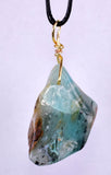 GEM BLUE OPAL SCENIC PERU TUMBLED PENDANT BLACK NECKLACE SEASCAPE JEWELRY JB15