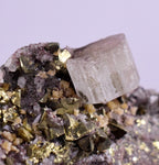 7.6cms APATITE SIDERITE QUARTZ CRYSTALS CHALCOPYRITE BORNITE PYRITE PERU AB67