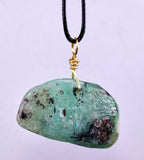 GEM BLUE OPAL SCENIC PERU TUMBLED PENDANT BLACK NECKLACE SEASCAPE JEWELRY JB13