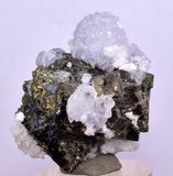 3.3cm  BLUE DOLOMITE SELLAITE CRYSTALS CHALCOPYRITE QUARTZ CALCITE PERU GB32