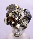 3.3cms SPHALERITE PYRITE GALENA QUARTZ CRYSTALS MINERAL SPECIMEN PERU MB27