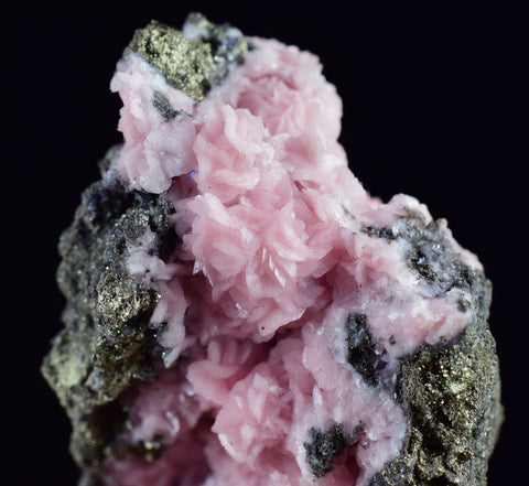 4.5cms RHODOCHROSITE ROSETTE PYRITE CRYSTALS PERU MINERAL SPECIMEN RB529
