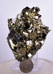 7.6cms PYRITE CUBICL PERU SHINY CRYSTALS QUARTZ MINERAL SPECIMEN COLLECTOR MB71