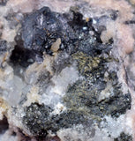 5.6cm ACANTHITE RHODOCHROSITE CHALCOPYRITE PYRARGYRITE QUARTZ CRYSTAL PERU HB182
