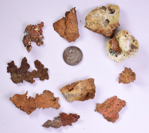 Lot 10 NATIVE COPPER PERU CRYSTAL IRON NEW FIND SOME FINE IRIDESCENT IB71