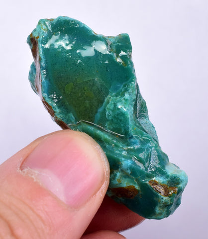 17grs GEM SILICA CHRYSOCOLLA LILY MINE PERU CHALCEDONY QUARTZ BLUE ROUGH SB142