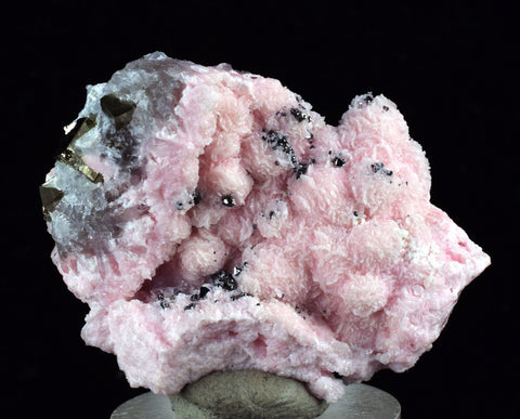 3.9cms RHODOCHROSITE ROSETTE PYRITE QUARTZ PERU PINK CRYSTALS MINERAL RB403