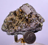 6.4cms APATITE SIDERITE QUARTZ CRYSTALS CHALCOPYRITE BORNITE PYRITE PERU AB61