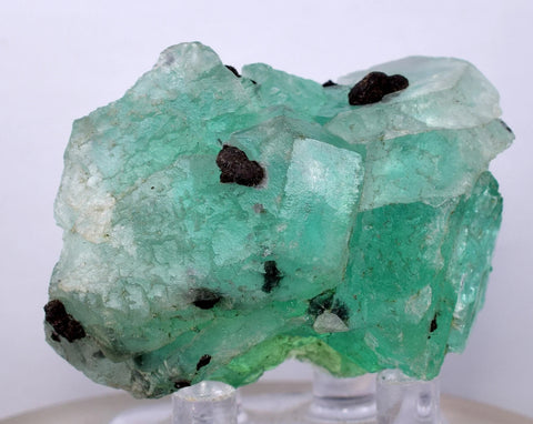 4.8cms GREEN FLUORITE CRYSTAL PERU HUANZALA PERU SHINY K79