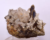 10.5cms CALCITE TOOTH DOG WITH QUARTZ CRYSTALS PERU SHINY MINERAL SPECIMEN GB17