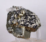 6.5cms PYRITE CUBIC QUARTZ CALCITE PERU SHINY CRYSTALS MINERAL COLLECTOR MB21