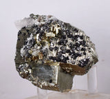 6.5cms PYRITE CUBIC QUARTZ CALCITE PERU SHINY CRYSTALS MINERAL COLLECTOR MB21