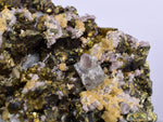7cms APATITE SIDERITE QUARTZ CRYSTALS CHALCOPYRITE BORNITE PYRITE PERU AB189