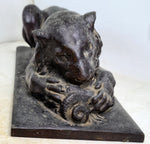 LION SCULPTURE BRONZE BY SCULPTOR ARTEMIO OCAÑA 34 cms. PERU