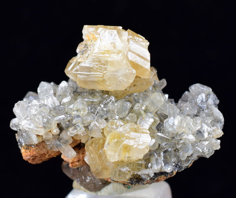 2.5cms CERUSSITE BARITE GALENA CRYSTALS MOROCCO MINERAL SPECIMEN KB56