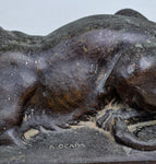 LION SCULPTURE BRONZE BY SCULPTOR ARTEMIO OCAÑA 34 cms. PERU