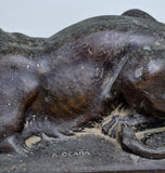 LION SCULPTURE BRONZE BY SCULPTOR ARTEMIO OCAÑA 34 cms. PERU